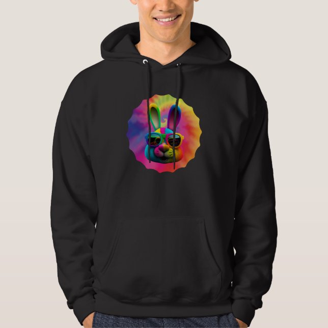 Easter Bunny Face Easter Rabbit cool Easter Bunnie Hoodie (Framsida)
