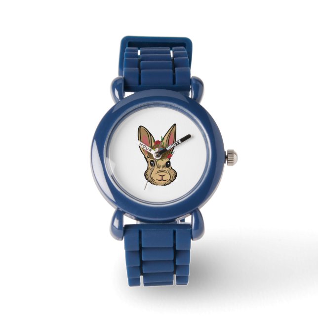 Easter Bunny Face Flower With Rabbit Easter Egg Armbandsur (Framsida)