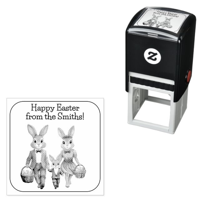 Easter Bunny Family Hunting Eggs  Självfärgande Stämpel (In Situ)