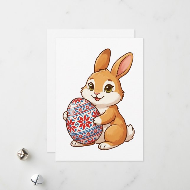 Easter Bunny Glossy Greeting Card | Minimalist Julkort (Fram/Back In Situ)