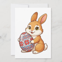Easter Bunny Glossy Greeting Card | Minimalist Julkort