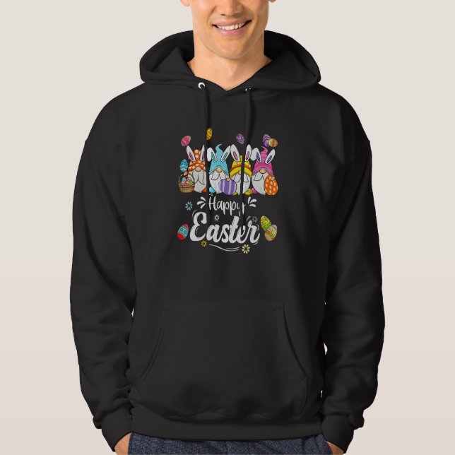 Easter Bunny Gnome Easter Eggs Hunting Women Kids  Hoodie (Framsida)