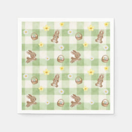 Easter Bunny Green Gingham Pappersservett