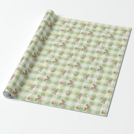 Easter Bunny Green Gingham Wrapping Paper Presentpapper