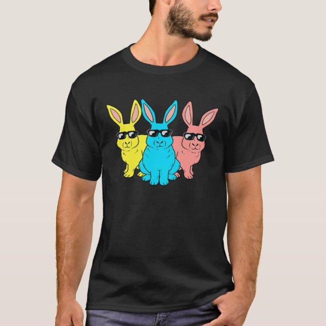 Easter Bunny Hip Hop Trio Bunnies Funny Boys Girls T Shirt (Framsida)