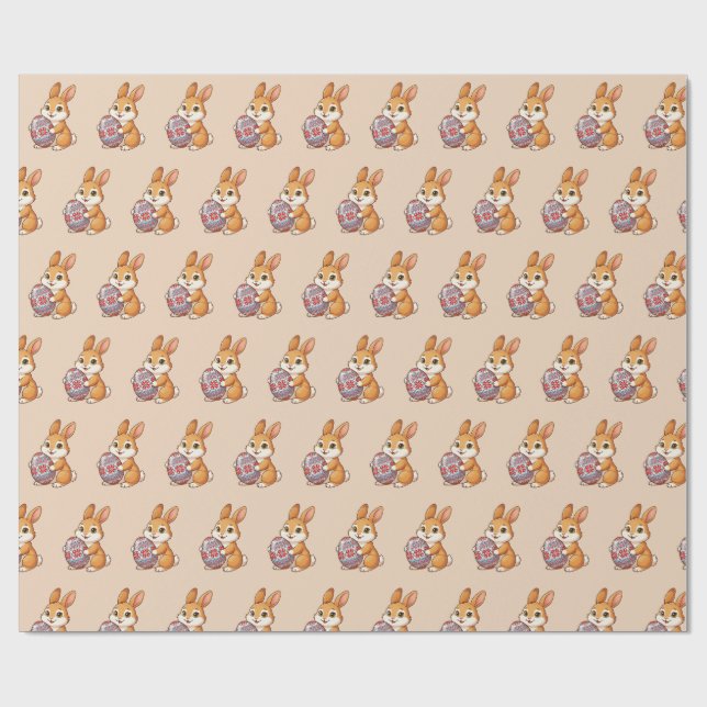 Easter Bunny Pattern Wrapping Paper | Glossy Art Presentpapper (Platt)