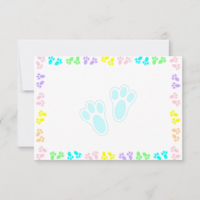 Easter Bunny Paw Print Pattern Blank Anteckningskort (Framsida)