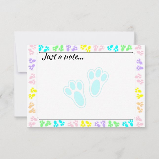 Easter Bunny Paw Print Pattern Just a Note Anteckningskort (Framsida)
