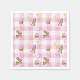Easter Bunny Pink Gingham Pappersservett