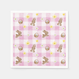 Easter Bunny Pink Gingham Pappersservett