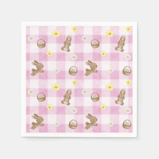 Easter Bunny Pink Gingham Pappersservett