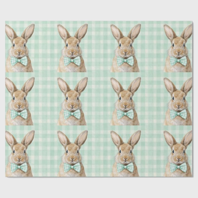Easter Bunny Plaid Pattern Wrapping Paper Presentpapper (Platt)