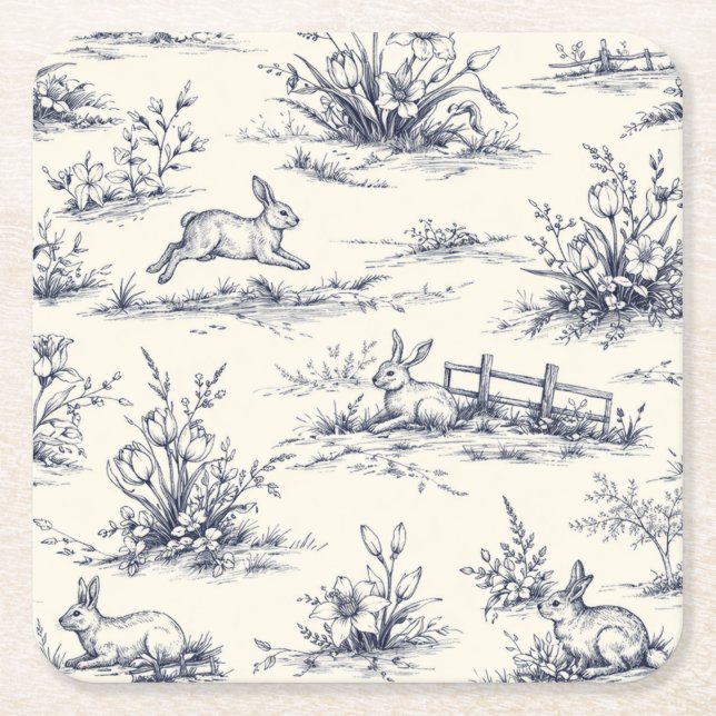 Easter Bunny Plates Underlägg Papper Kvadrat (Framsidan)