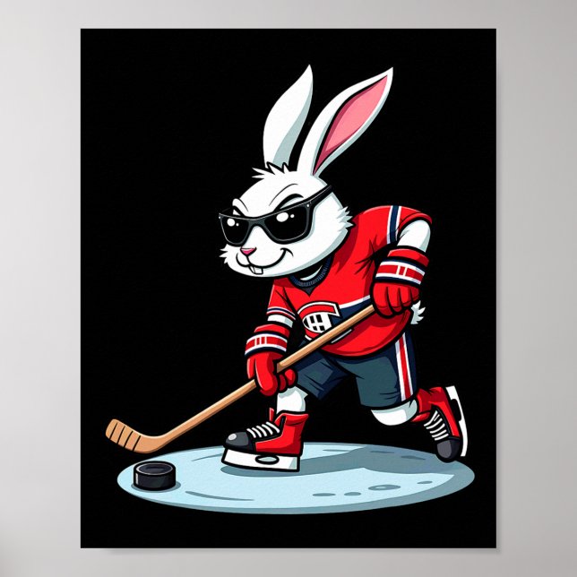 Easter Bunny Playing Hockey  Poster (Framsidan)