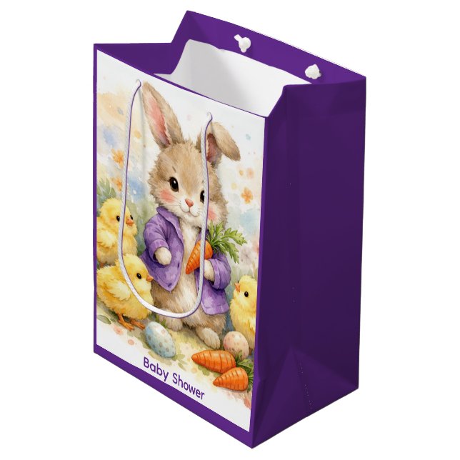 Easter Bunny Purple Jacket Baby Shower (Framsidan Vinklad)