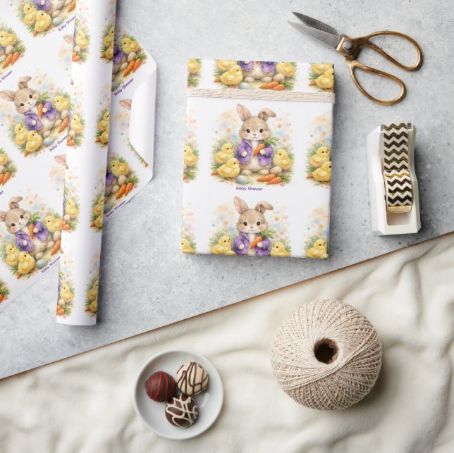 Easter Bunny Purple Jacket Baby Shower Presentpapper (Hantverk)