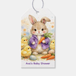 Easter Bunny Purple Jacket Baby Shower Thank You Presentetikett