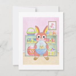 Easter Bunny Rabbit Eggs Kids Flat Card