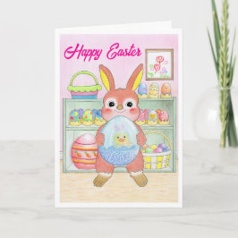 Easter Bunny Rabbit Eggs Kids Folded Card Kort