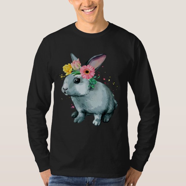 Easter Bunny Rabbit Happy Flower Graphic T Shirt (Framsida)