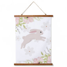 Easter Bunny Rabbit Pink Flowers