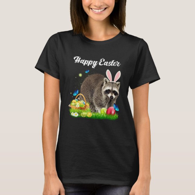 Easter Bunny Raccoon Eggs Basket  Raccoon Easter D T Shirt (Framsida)