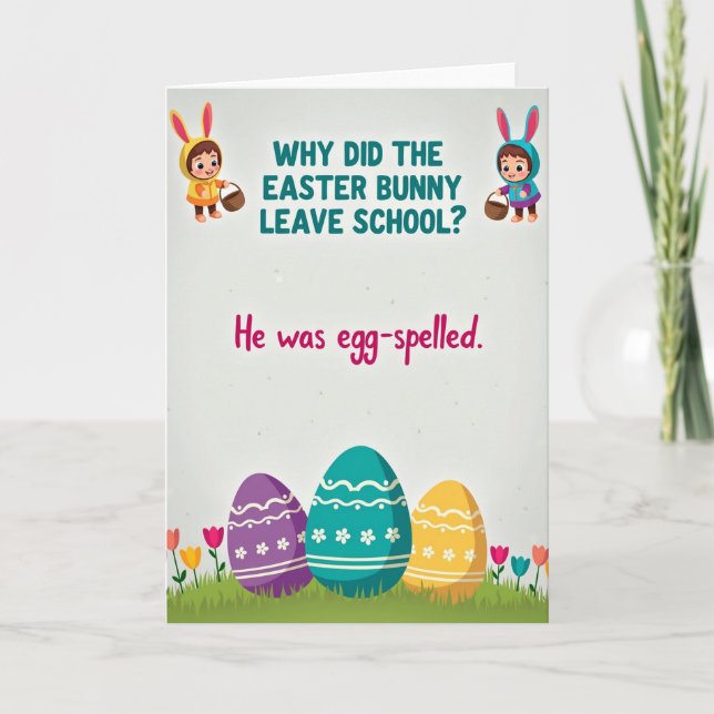 Easter Bunny Riddle Funny Card Kort (Framsida)