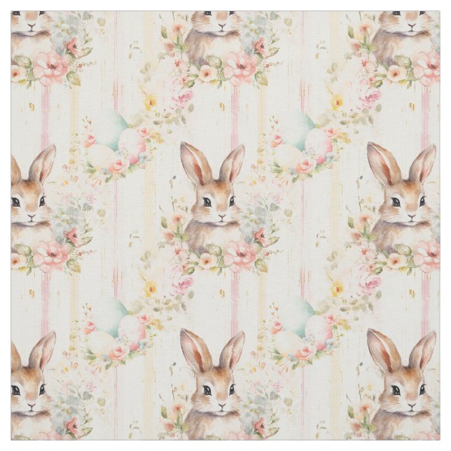 Easter Bunny Seamless Fabric – Pastel Cute Rabbit  Tyg (Provkarta)