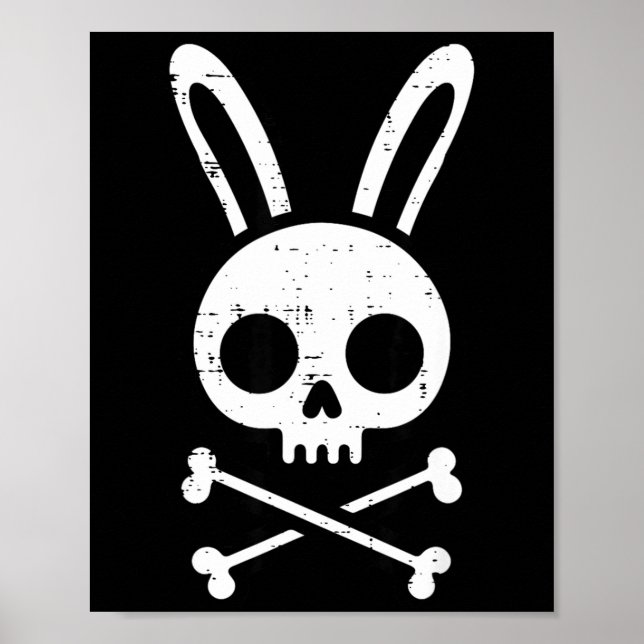 Easter Bunny Skull Cross Bones Rabbit Goth Men Boy Poster (Framsidan)