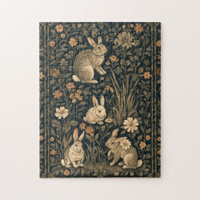 Easter Bunny William Morris Art & Craft Style Chic Pussel (Vertikal)