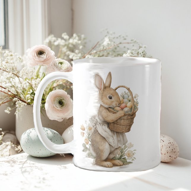 Easter bunny with flowers and Easter eggs Kaffemugg (Skapare uppladdad)