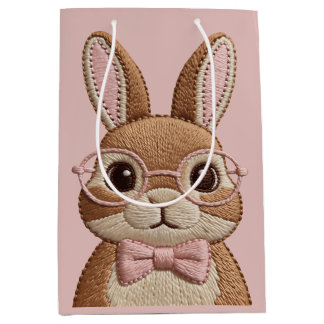 Easter Bunny with Glasses & Bow – Embroidered Look