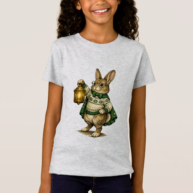 Easter Bunny with Lantern T Shirt (Framsida)
