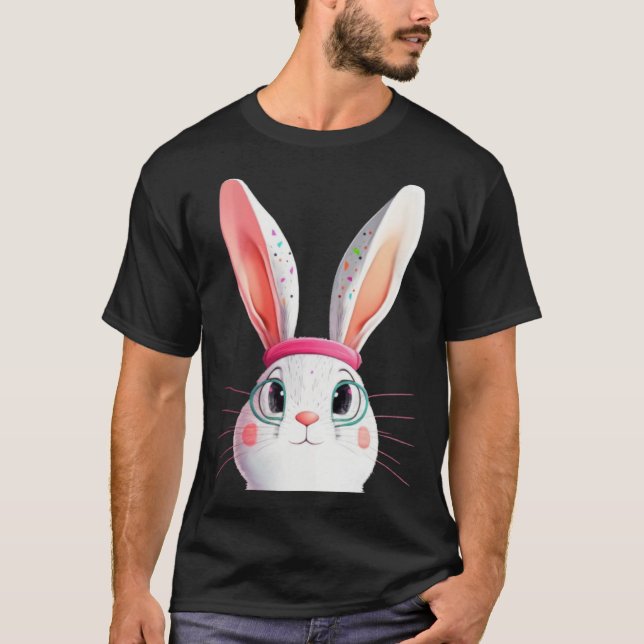 Easter Bunny with Pink Headband T Shirt (Framsida)