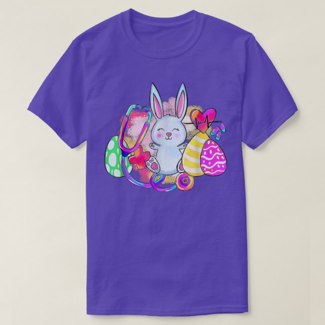 Easter Bunny With Stethoscope And Easter Eggs Nurs T Shirt (Design framsida)