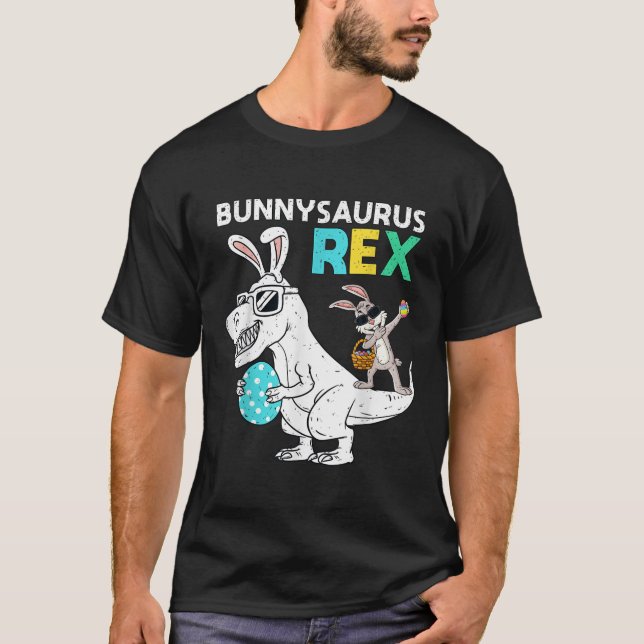 Easter Bunnysaurus T Rex Dino Dabbing Rabbit Boys  T Shirt (Framsida)