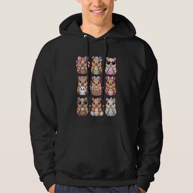 Easter Capybaras Cute Capybara Egg Hunting Bunny K Hoodie (Framsida)