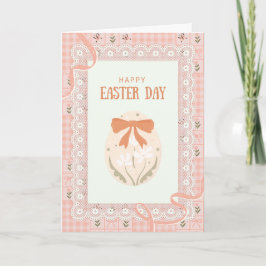 Easter Card with a lace and patterned fabric  Kort