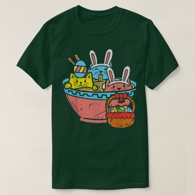 Easter Cats Ramen Bunny Ears Egg Kawaii Japanese N T Shirt (Design framsida)
