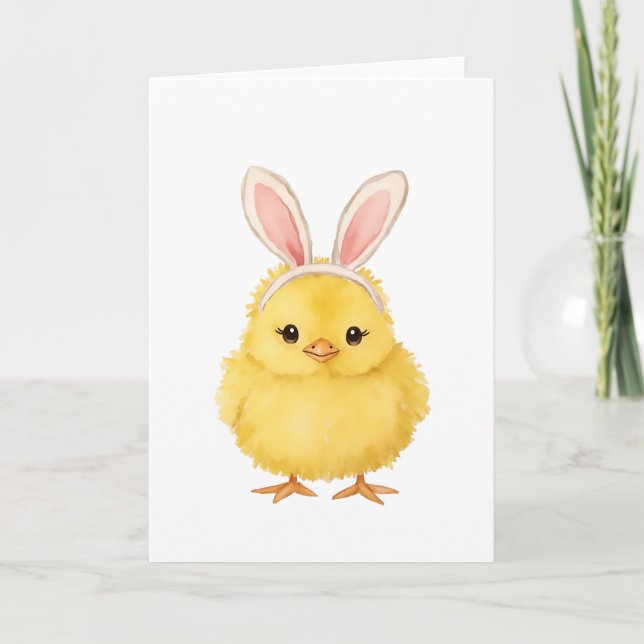 Easter Chick Bunny Watercolor Helgkort (Framsida)