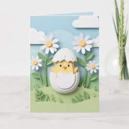 Easter Chick Papercraft Daisy Flowers Spring Helgkort