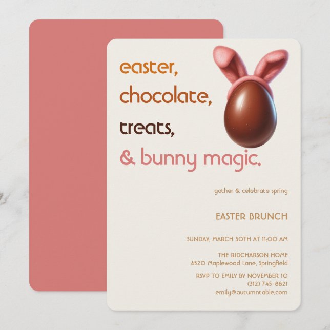 Easter Chocolate Egg Invitation Sweet Spring Party Inbjudningar (Fram/baksida)