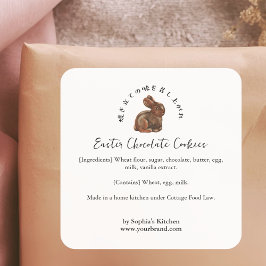 Easter Chocolate Rabbit Bakery Ingredient Fyrkantigt Klistermärke