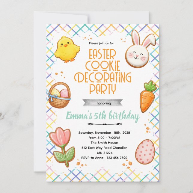 Easter Cookie Decorating Party Invitation Inbjudningar (Framsida)