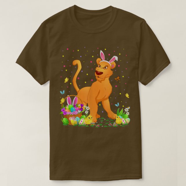 Easter Cougar Bunny Egg Hunting Cougar Easter Sund T Shirt (Design framsida)