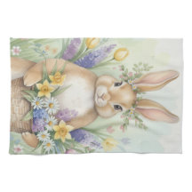 Easter cute bunny floral kitchen towel