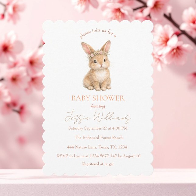 Easter Cute Bunny Rabbit Watercolor Baby Shower Inbjudningar (Skapare uppladdad)