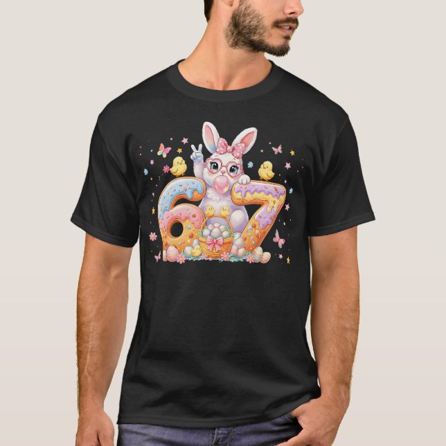 Easter Day 67 Cute Rabbit Bunny Six Seven Meme T Shirt (Framsida)