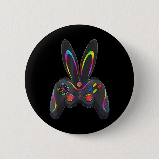 Easter Day Boys Gamer Video Game Controller Bunny  Knapp (Framsida)