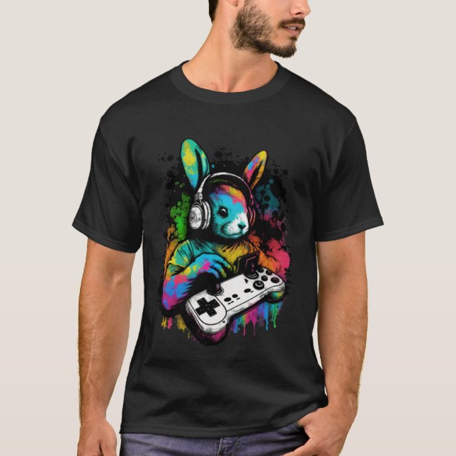 easter day boys gamer  video game controller bunny t shirt (Framsida)